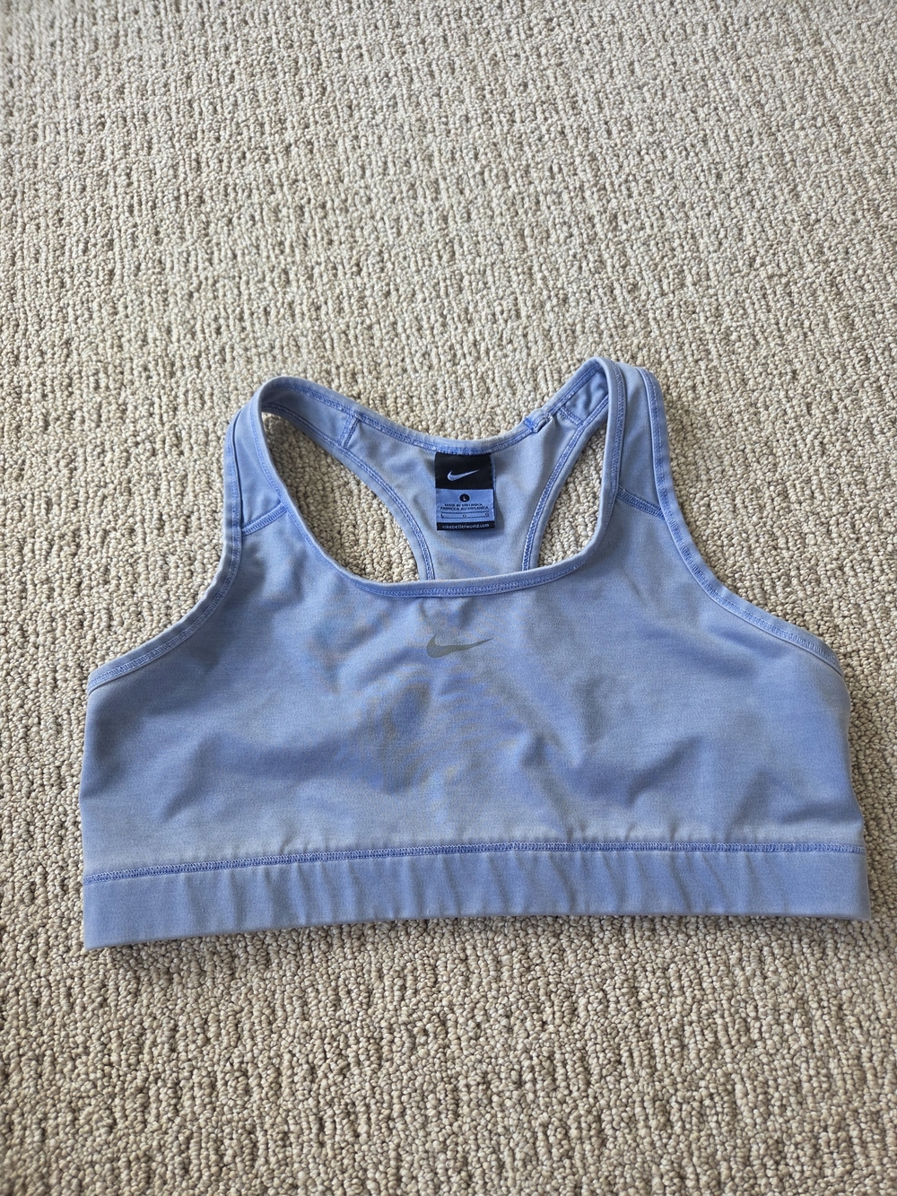 Nike Light Blue Racerback Sports Bra with Subtle Swoosh